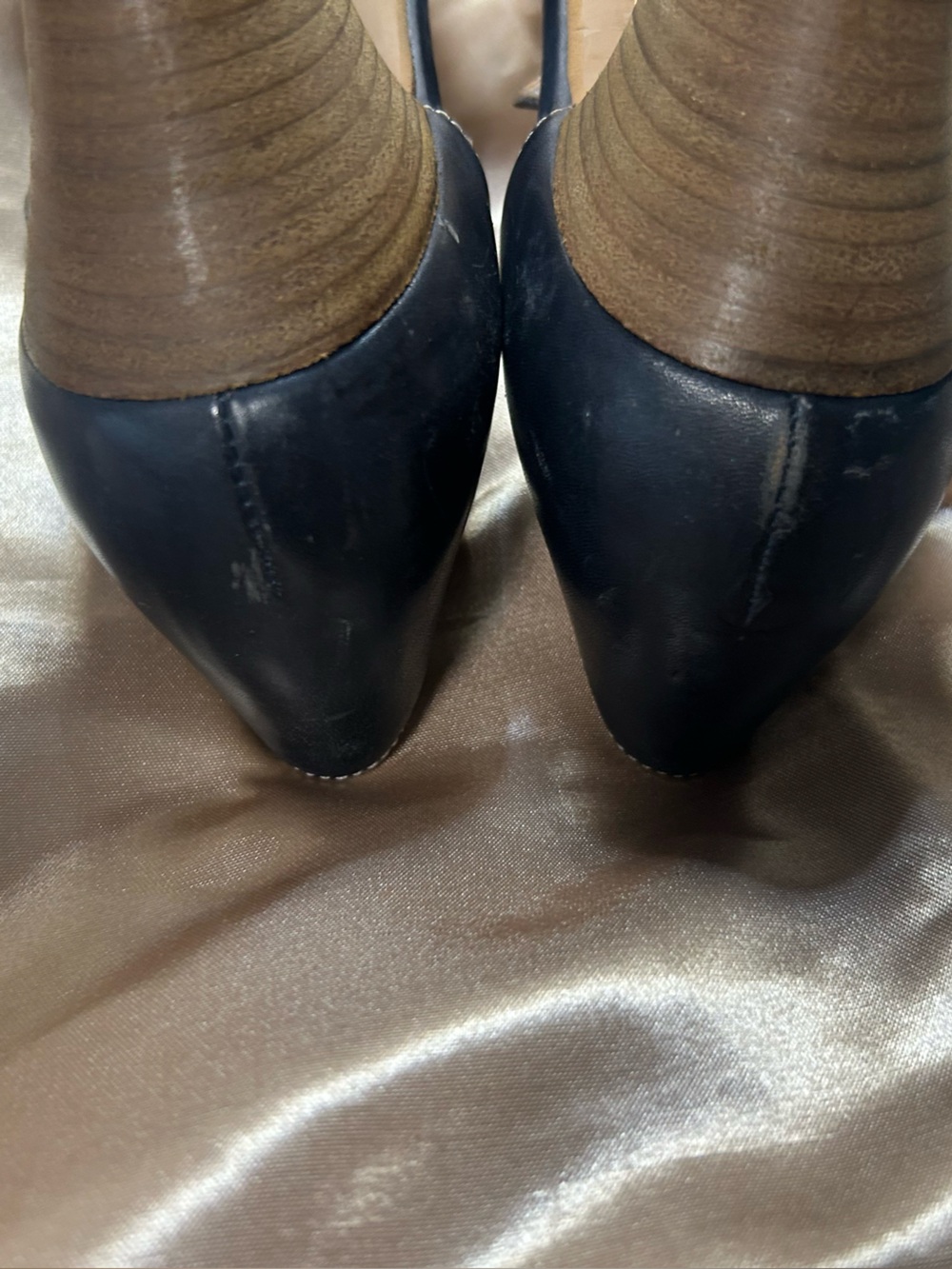 MAT:20 Italian Navy Blue Leather T-Strap Heels Size 39 - US site 8 - Picture 7 of 8